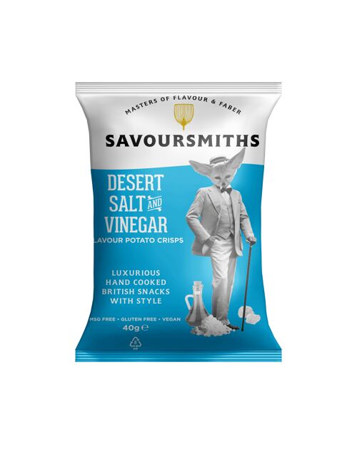 DESERT SALT AND VINEGAR FLAVOUR POTATO CRISPS (24 x 40g bags)