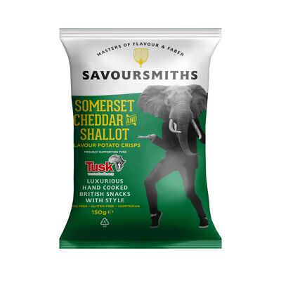 SOMERSET CHEDDAR AND SHALLOT FLAVOUR POTATO CRISPS (12 x 150g bags)