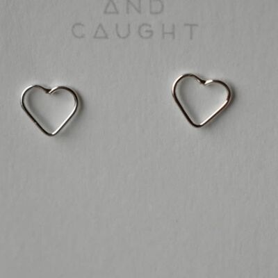 Silver open heart Studs