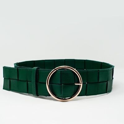 Belt with gold buckle in green