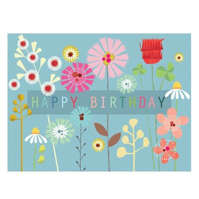 TW502 Mini carte florale joyeux anniversaire