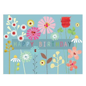 TW502 Mini carte florale joyeux anniversaire 1