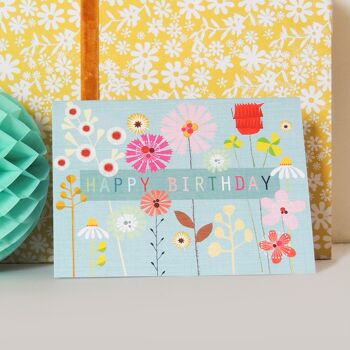 TW502 Mini carte florale joyeux anniversaire 4