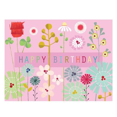 TW508 Mini carte florale joyeux anniversaire