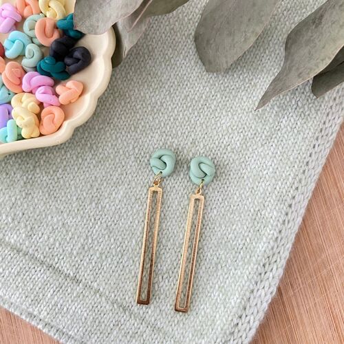 Knot Earrings // Polymer Clay Earrings // Handmade Earrings // Brass Earrings // Clay Earrings // Sage Knot Earrings