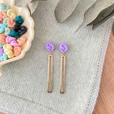 Knot Earrings // Polymer Clay Earrings // Handmade Earrings // Brass Earrings // Clay Earrings // Lilac Knot Earrings