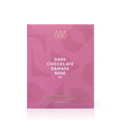 Barra de chocolate oscuro con rosa damasquinada