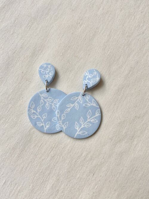 Blue Floral Earrings // Polymer Clay Earrings // Blue Polymer Clay Earrings // Statement Earrings // Handmade Earrings