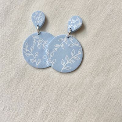 Blue Floral Earrings // Polymer Clay Earrings // Blue Polymer Clay Earrings // Statement Earrings // Handmade Earrings