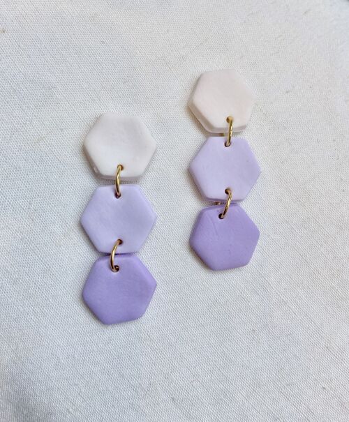 Hexagon Earrings // Dangle & Drop Earrings // Polymer Clay Earrings // Lilac Earrings // Gradient Earrings // Statement Earrings // Handmade