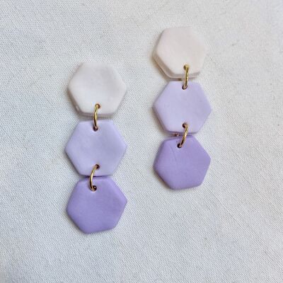 Hexagon Earrings // Dangle & Drop Earrings // Polymer Clay Earrings // Lilac Earrings // Gradient Earrings // Statement Earrings // Handmade