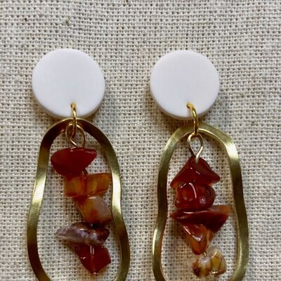 Beaded Earrings // Polymer Clay Earrings // Brass Earrings // Red Beaded Earrings // Handmade Earrings // Statement Earrings