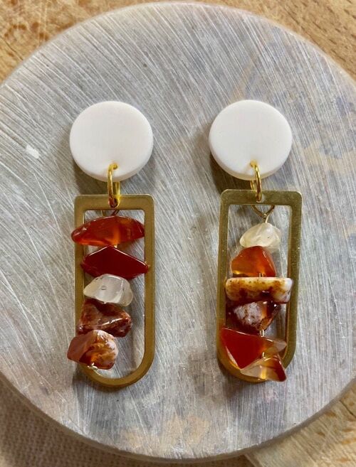 Beaded Earrings // Polymer Clay Earrings // Brass Earrings // Red Beaded Earrings // Handmade Earrings // Statement Earrings 2