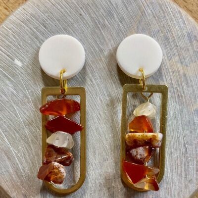 Beaded Earrings // Polymer Clay Earrings // Brass Earrings // Red Beaded Earrings // Handmade Earrings // Statement Earrings 2