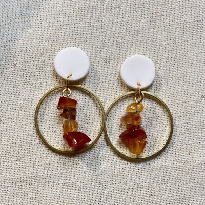 Beaded Earrings // Polymer Clay Earrings // Brass Earrings // Red Beaded Earrings // Handmade Earrings // Statement Earrings 3