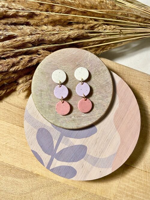 Speckled Gradient Earrings // Lilac and Pink Earrings // Polymer Clay Earrings // Handmade Earrings // Circle Earrings // Summer Earrings