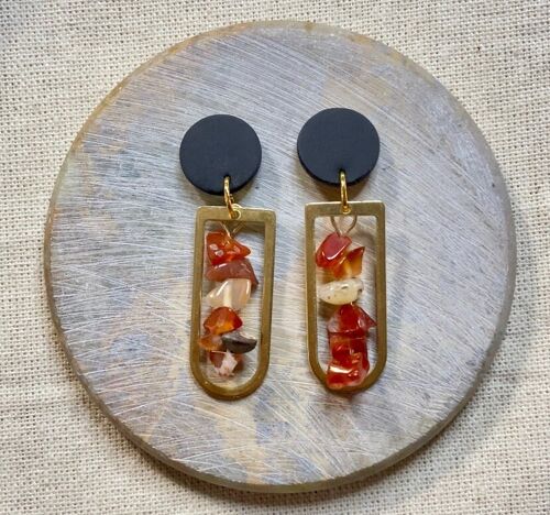 Beaded Earrings // Polymer Clay Earrings // Brass Earrings // Red Beaded Earrings // Handmade Earrings // Statement Earrings 4