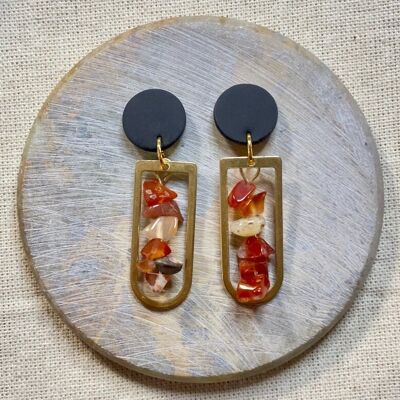 Beaded Earrings // Polymer Clay Earrings // Brass Earrings // Red Beaded Earrings // Handmade Earrings // Statement Earrings 4