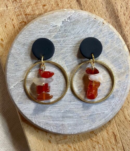 Beaded Earrings // Polymer Clay Earrings // Brass Earrings // Red Beaded Earrings // Handmade Earrings // Statement Earrings 5