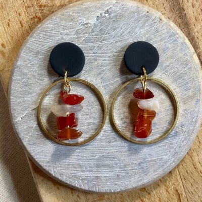 Beaded Earrings // Polymer Clay Earrings // Brass Earrings // Red Beaded Earrings // Handmade Earrings // Statement Earrings 5