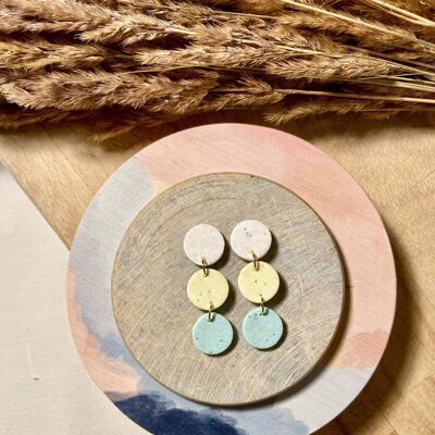 Speckled Gradient Earrings // Yellow and Blue Earrings // Polymer Clay Earrings // Handmade Earrings // Summer Earrings