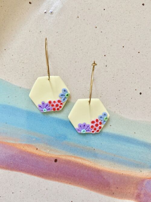 Pastel Earrings // Polymer Clay Earrings // Floral Earrings // Summer Earrings // Handmade Earrings // Yellow Earrings