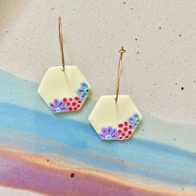 Pastel Earrings // Polymer Clay Earrings // Floral Earrings // Summer Earrings // Handmade Earrings // Yellow Earrings