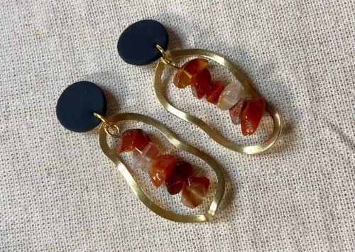 Beaded Earrings // Polymer Clay Earrings // Brass Earrings // Red Beaded Earrings // Handmade Earrings // Statement Earrings 6