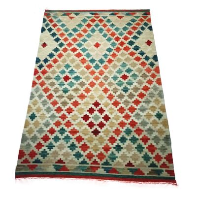 Tappeto Kilim in lana chino fatto a mano