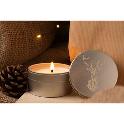 Gingerbread Candle - Deer, Metal Box