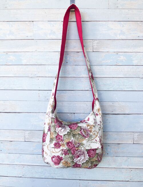 Rose print floral hobo crossbody bag