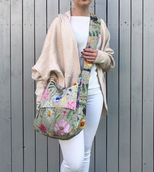 Summer flowers print floral hobo crossbody bag