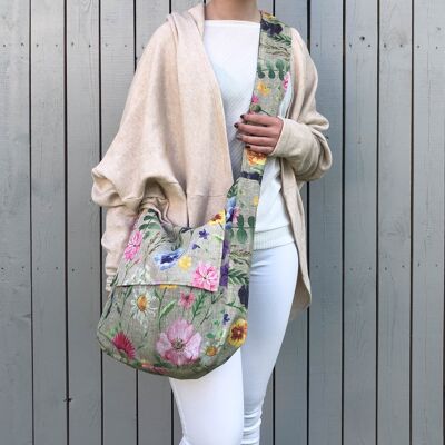 Summer flowers print floral hobo crossbody bag