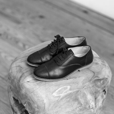 Poppy - Black Leather Derbies