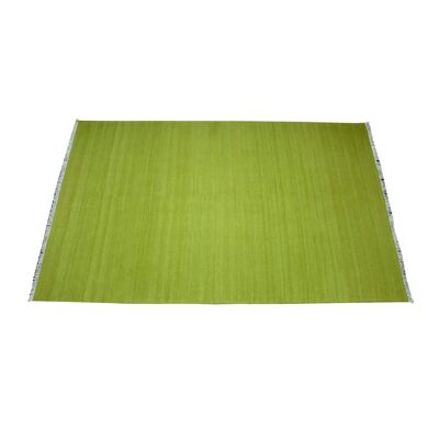 Wasabi Handgemachter Kelim Grüner Teppich