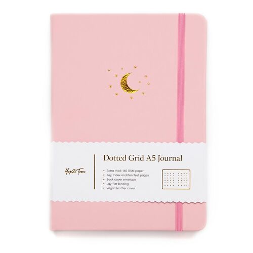 A5 Dot Grid Journal - Moon and Stars - Blush Pink