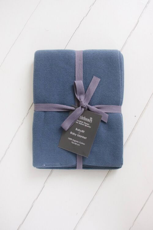 Littleheart Fine Knit Blanket Dusty Blue