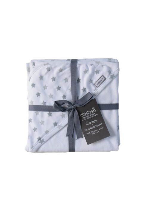 Littleheart Hooded Towel Little Star Grey
