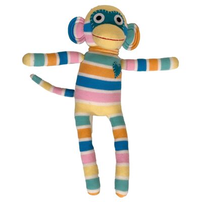 Cuddly toy sock monkey midi stripes white / pastel colors