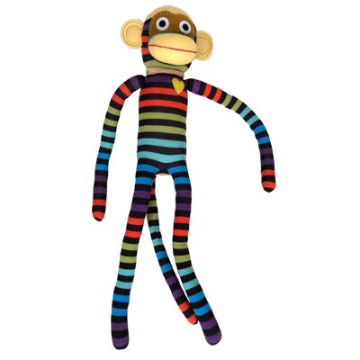 Cuddly toy sock monkey Maxi stripes black / multicolored
