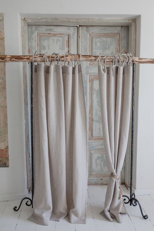 Linen Tie Top Curtains Panel