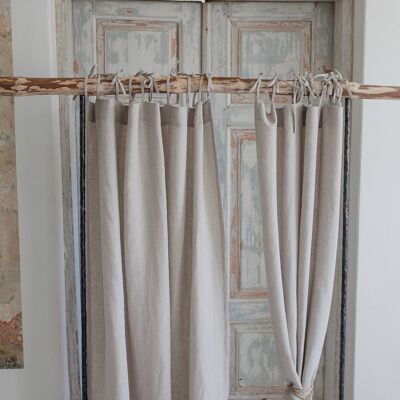 Panel de cortinas con lazo superior de lino