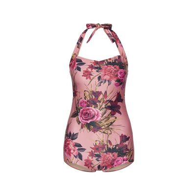 Costume da bagno semplice, fiori rosa