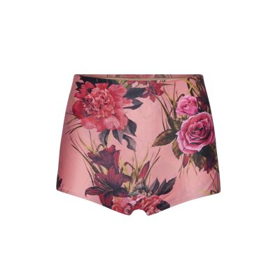 Slip alto bikini semplice, fiori rosa