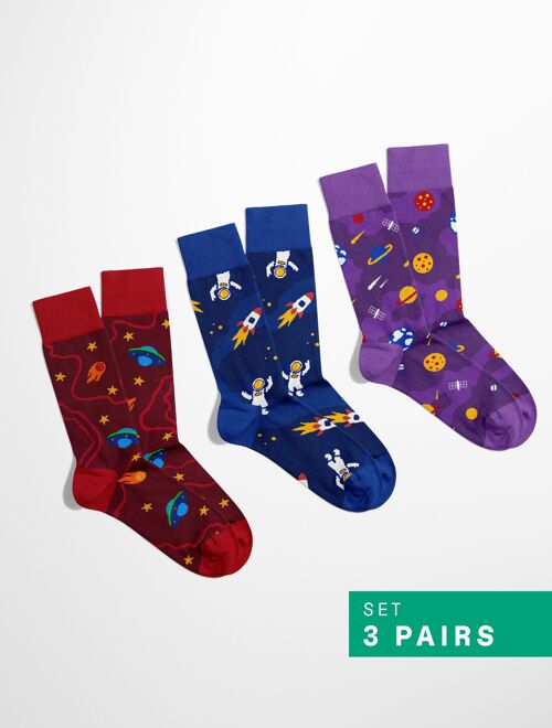 Cosmic Stories Socks Set (3 pack) | outer space socks | 3 pack socks | universe socks | gift set of socks | 80% cotton | socks kit | galaxy socks