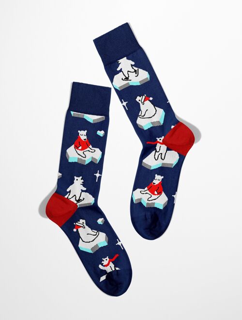 Polar Bears socks | holiday socks | bear on ice socks | fun socks | winter socks | teddy bear socks | crazy socks | Christmas socks | Banana Socks
