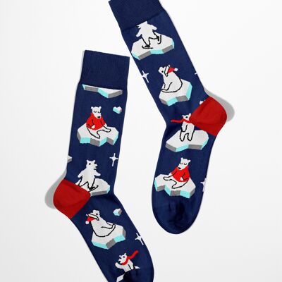 Eisbären-Socken | Urlaubssocken | Bär auf Eissocken | lustige Socken | Wintersocken | Teddybärsocken | verrückte Socken | Weihnachtssocken | Bananensocken