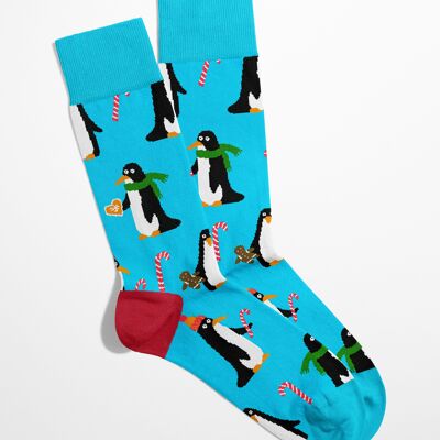 Chaussettes Pingouins X-MAS | chaussettes de vacances | chaussettes colorées | pingouins drôles | chaussettes d'hiver | animaux de Noël | chaussettes de Noël | Chaussettes Banane