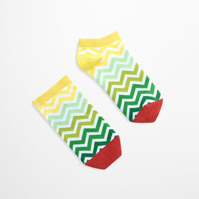 Kurze Socken mit grünen Streifen | Natursocken | Streifensocken |