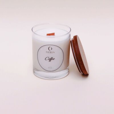 Coffee scented white candle